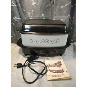Vintage 1988 West Bend Slow Cooker 4 qt. w Gray/Clear Casserole Lid. W/ manual!